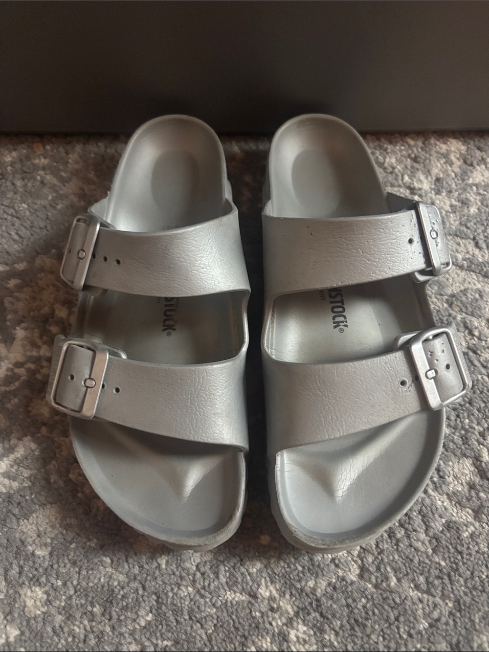 Birkenstock Silver Two-Strap Sandals